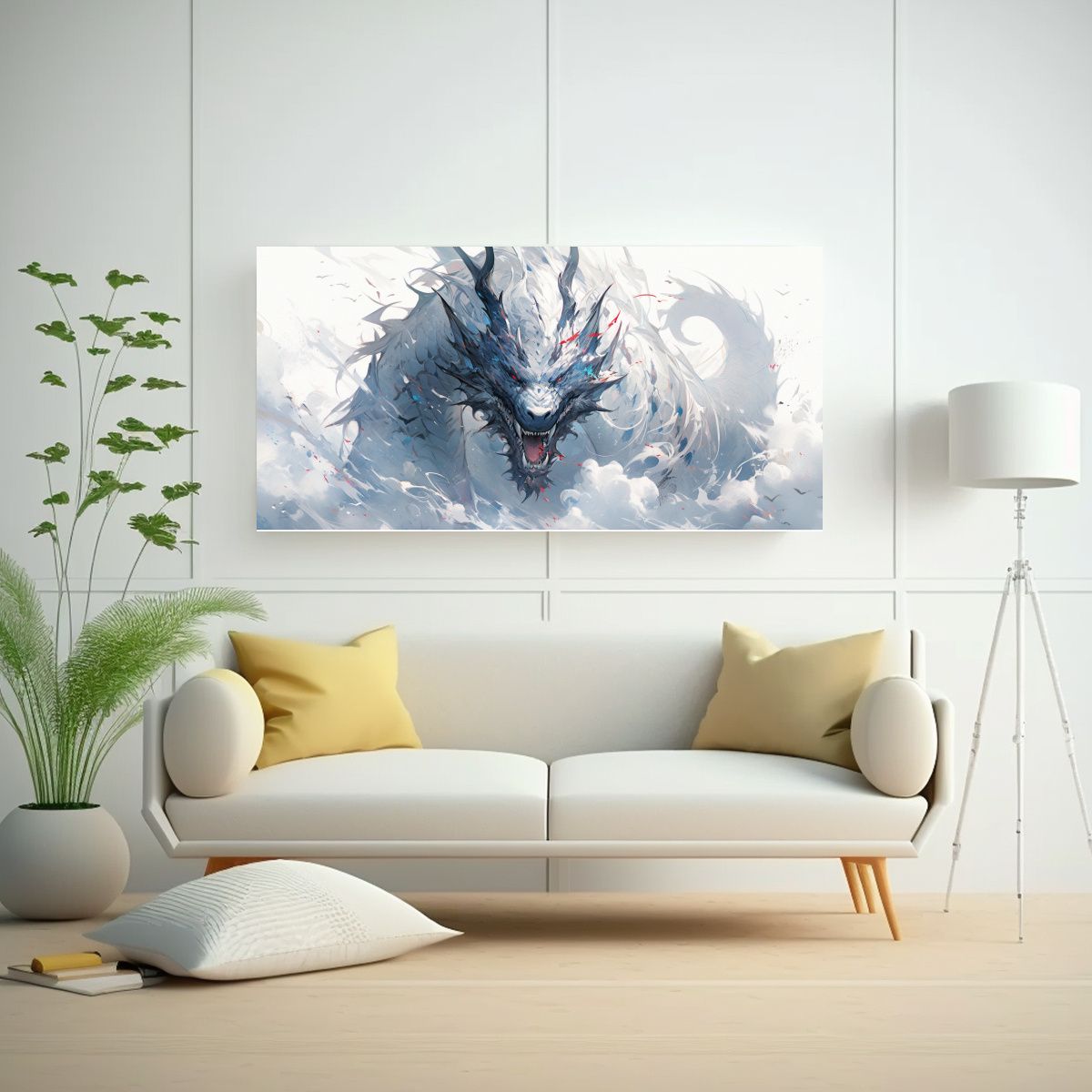 GENERICO - Cuadro Fotografía Textura Dragón Acuarelas Y Bla 160x80cm