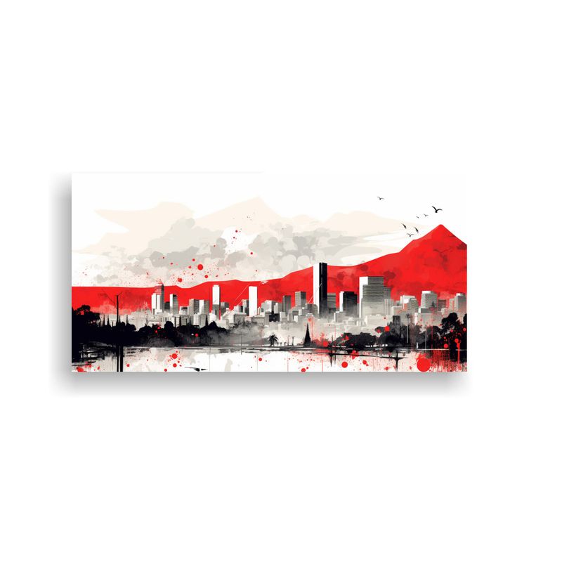 GENERICO - Pintura Mural De Canva En Santiago En Blanco Y Roj 160x80cm