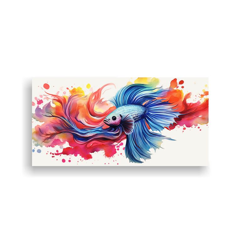 GENERICO - Pintura Acuarela Colorida Betta Fish Horizontal Lu 120x60cm