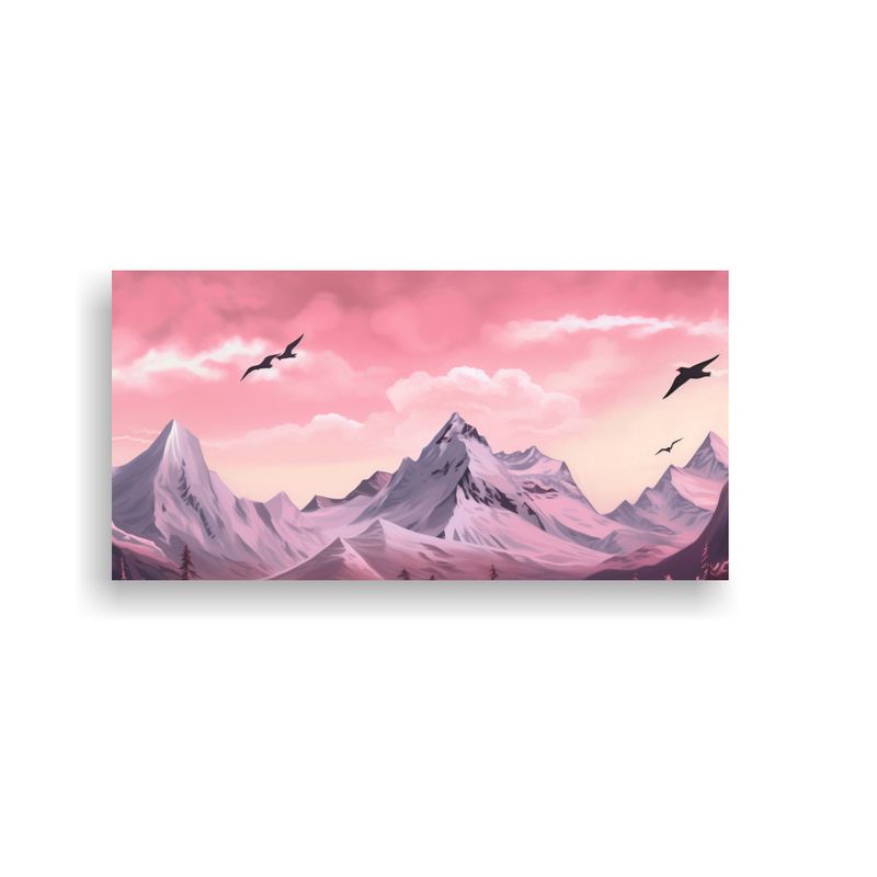GENERICO - Cuadro De Tela Moderno Con Montaña Y Aves En Esti 160x80cm