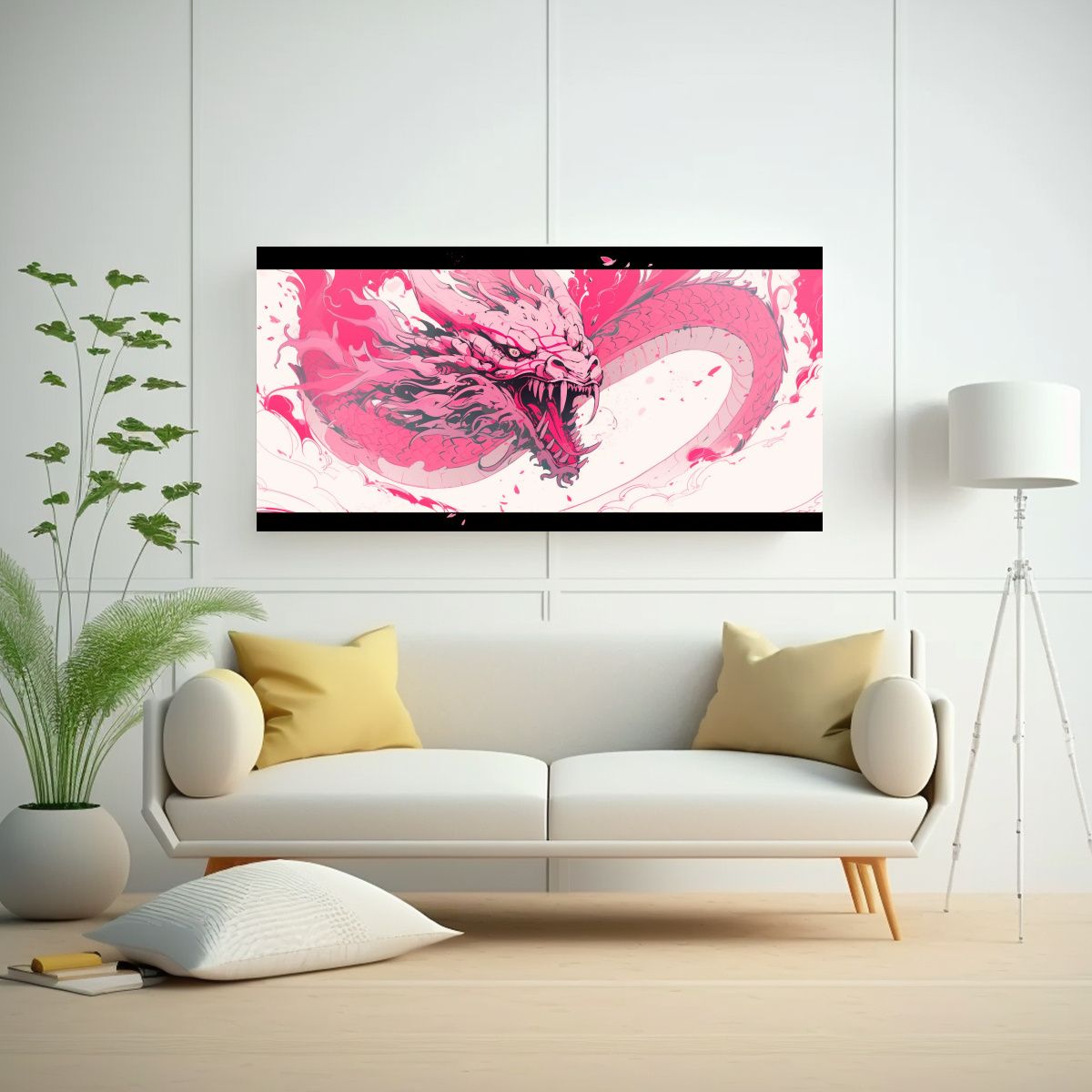 GENERICO - Cuadro Imagen Naturaleza Dragón Rosa En Ambiente 160x80cm