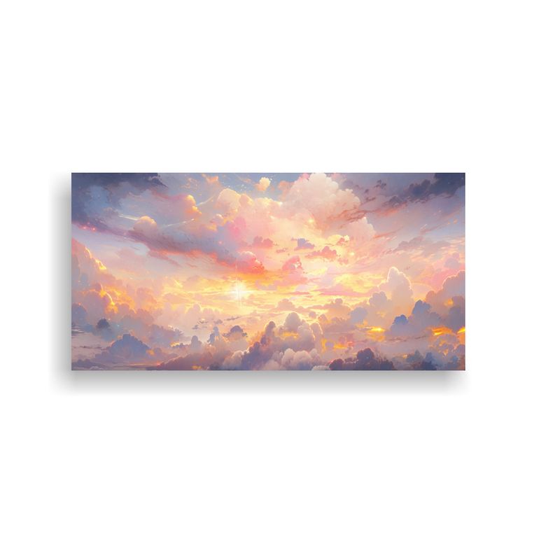 GENERICO - Cuadro Expresión Simple Amanecer Con Arco Iris Y  160x80cm