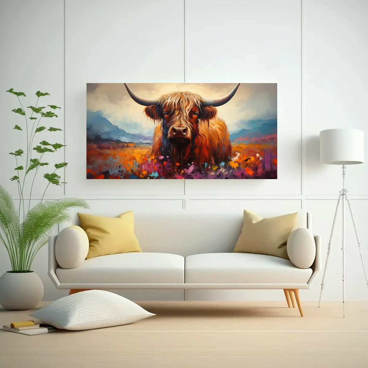 GENERICO - Pintura Al Estilo óleo Moderna De Vaca De Las Hig 160x80cm
