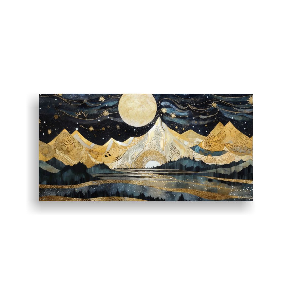GENERICO - Cuadro Decorativo Noche En Las Montañas Con Luna 160x80cm.