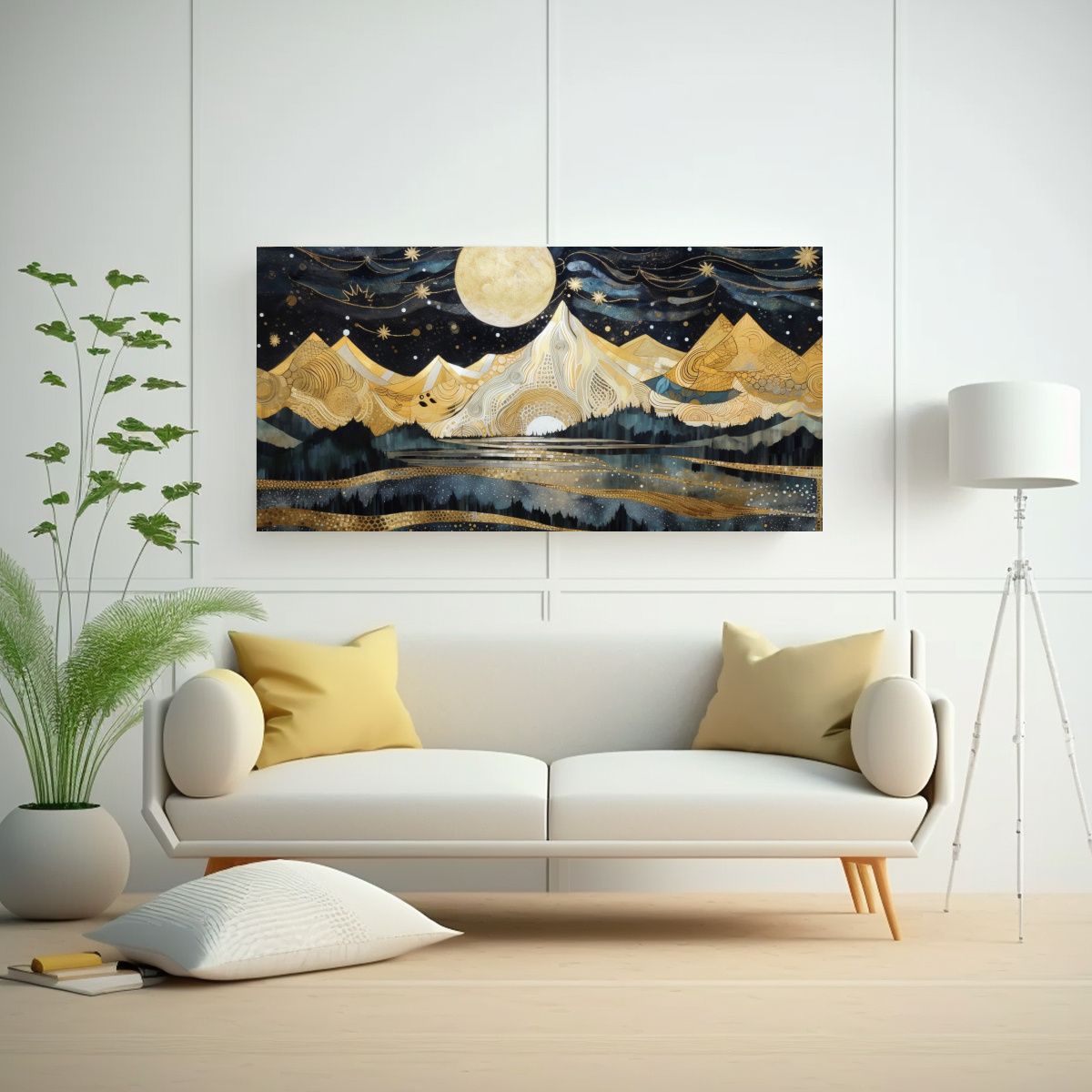GENERICO - Cuadro Decorativo Noche En Las Montañas Con Luna 160x80cm.