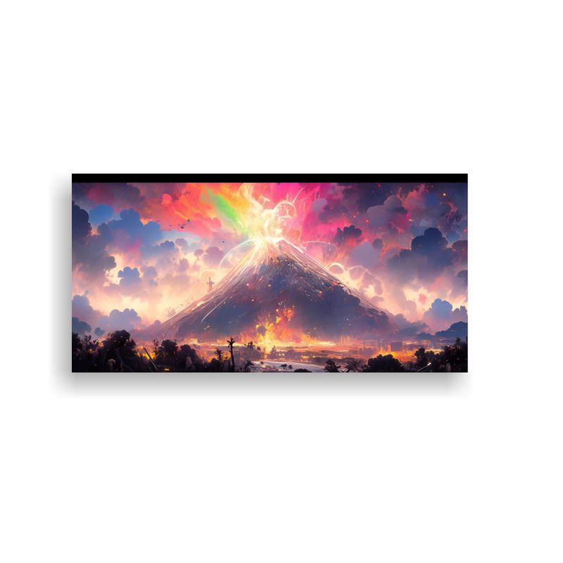 GENERICO - Cuadro Abstracto Venta Volcán Con Arcoíris Y Co 100x50cm