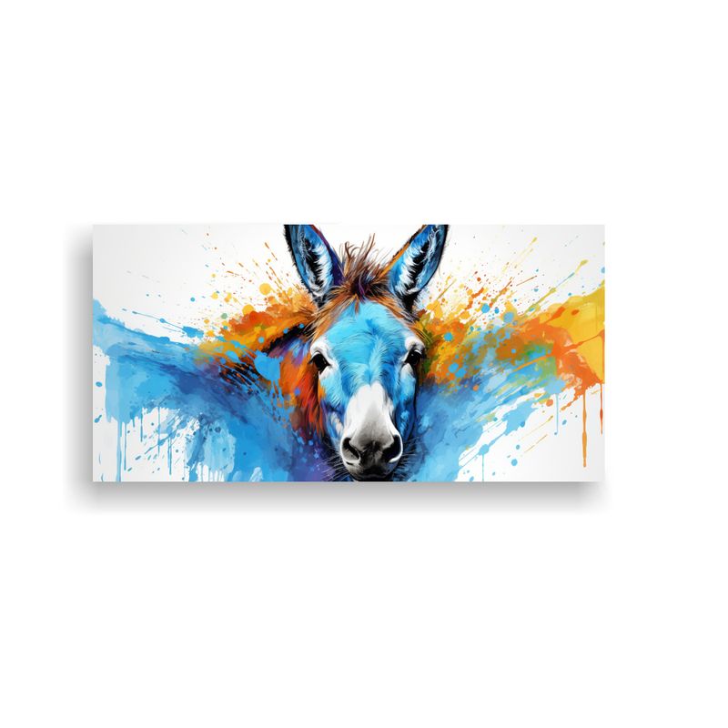 GENERICO - Cuadro Pop Art De Burro En Colores Vibrantes Y Azu 160x80cm