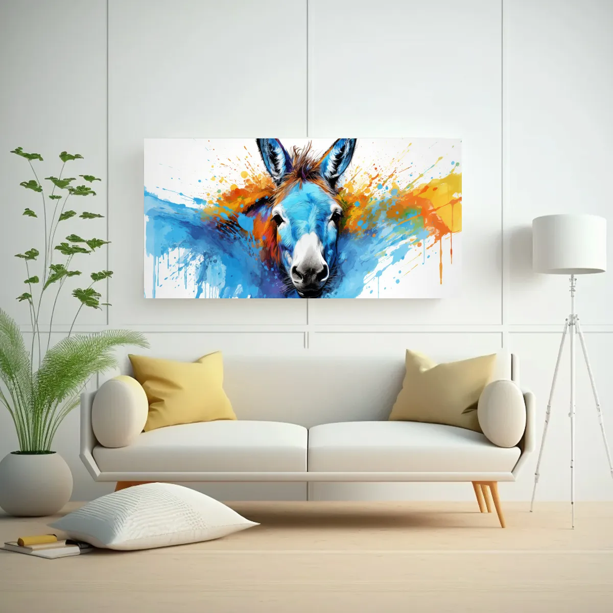GENERICO - Cuadro Pop Art De Burro En Colores Vibrantes Y Azu 160x80cm