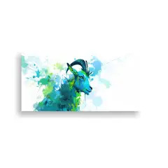 GENERICO - Cuadro Horizontal Para Sala Cabra En Verde Y Azul 160x80cm
