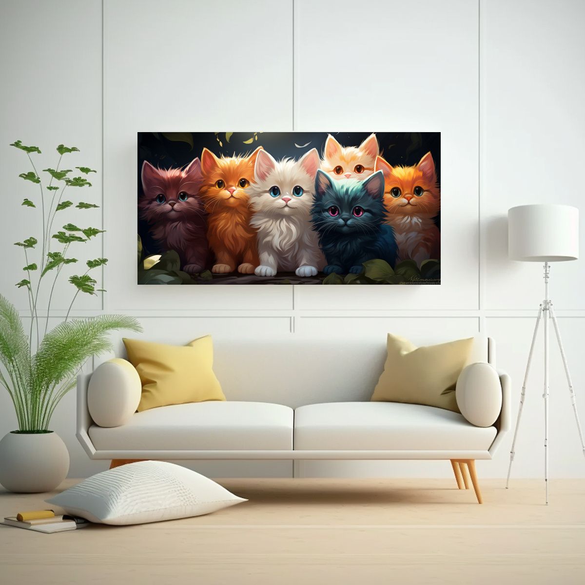 GENERICO - Pinturas Decorativas Estilo Anime De Muchos Gatito 160x80cm