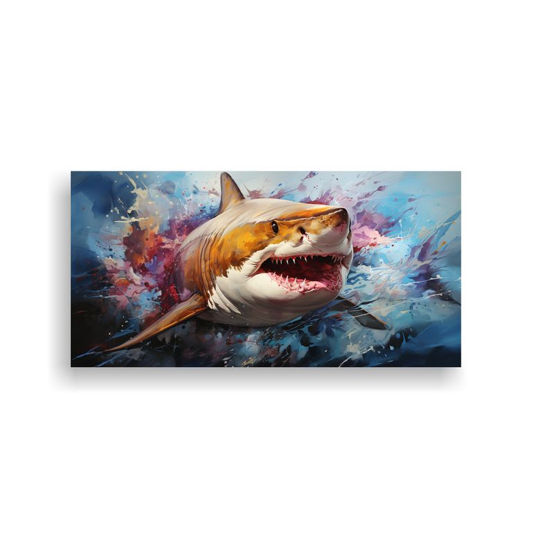 GENERICO - Cuadro Acuarela Estrellados Tiburón Toro Colores  160x80cm