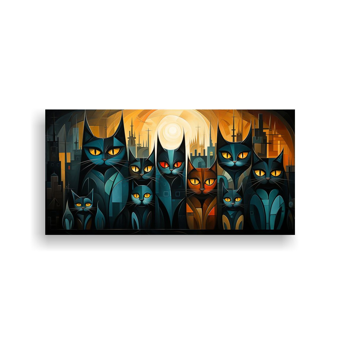 GENERICO - Cuadro De Gatos De Colores En Armonía 160x80cm