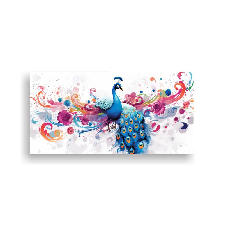 GENERICO - Cuadro Peacock En Colores Blancos Arte Pared Estil 160x80cm