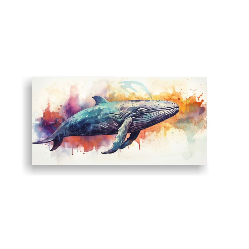 GENERICO - Cuadro Decorativo De Ballena Gris En Estilo Acuare 160x80cm