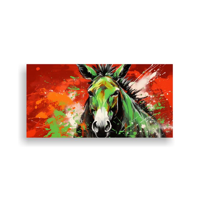 GENERICO - Cuadro Tela Escena Mula Verde Y Roja Arte Pop Neo  160x80cm