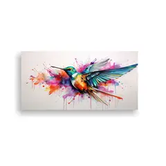 GENERICO - Cuadro De Colibrí En Tonos Pastel Y Acuarelas Es 160x80cm