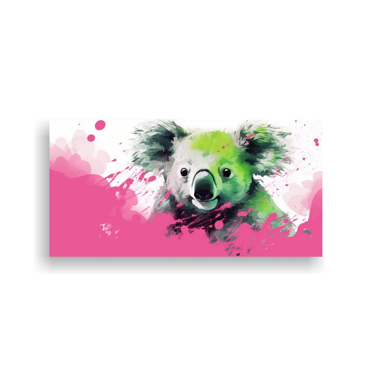 GENERICO - Cuadro Cuadro Relieve Koalas En Verde Y Rosa Estil 160x80cm