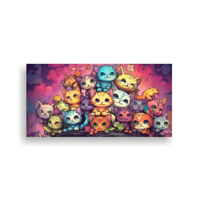 GENERICO - Cuadro Gatos Sentados En Un Montón Mirando Al Hor 160x80cm