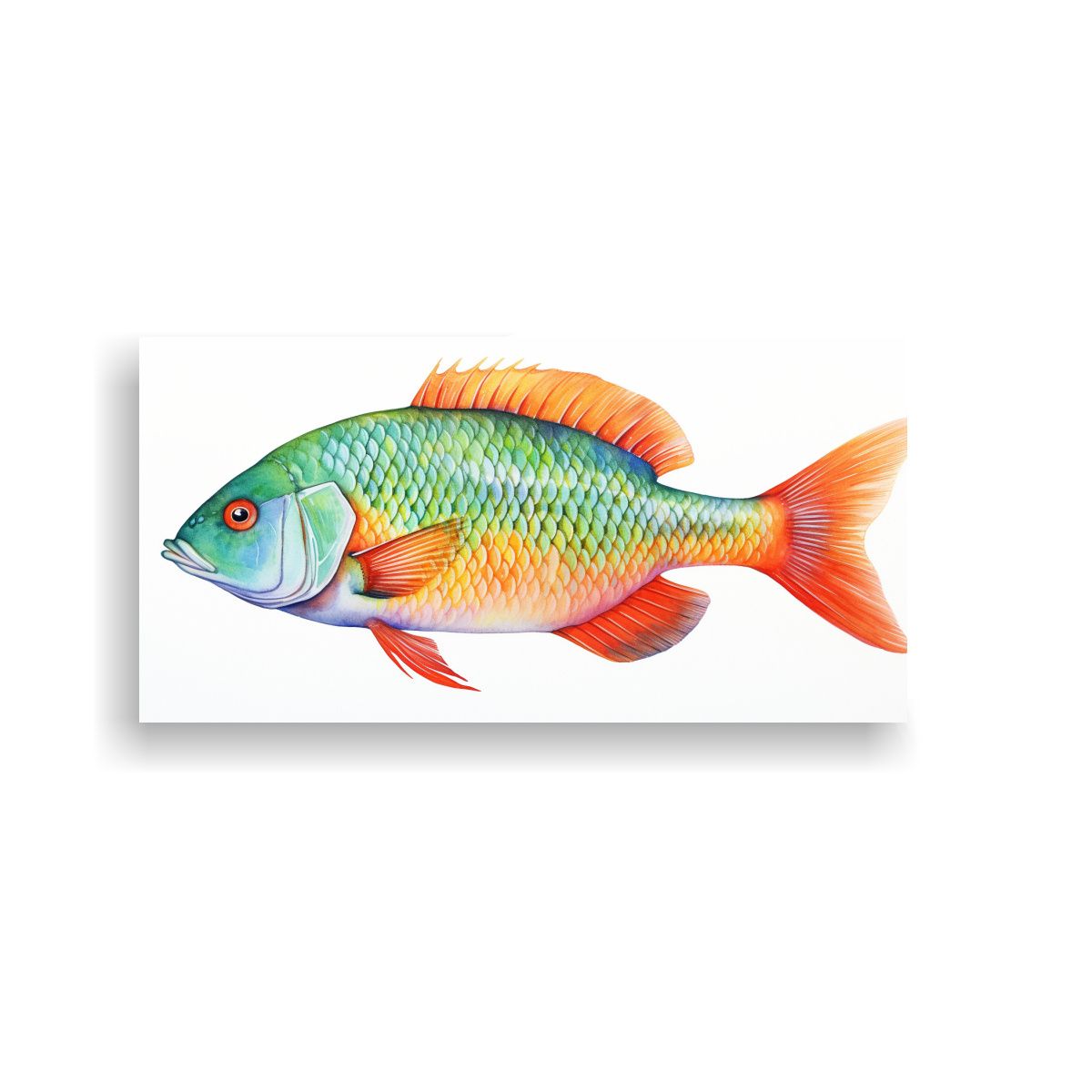 GENERICO - Cuadro Decorativo Acuarela Fresca Peces De Agua Du 160x80cm