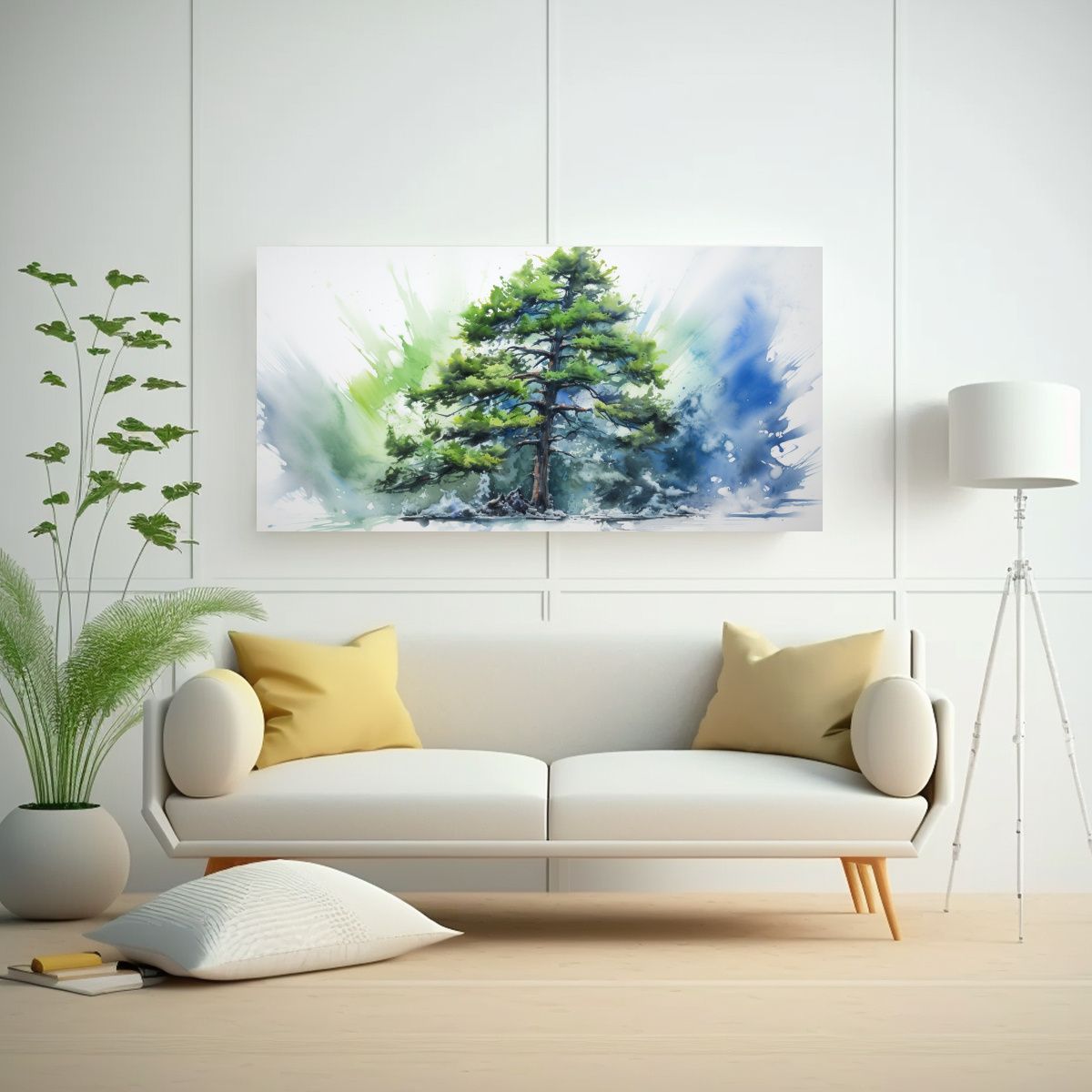 GENERICO - Pintura Abstracta De Pino Verde Y Azul Para Decora 160x80cm