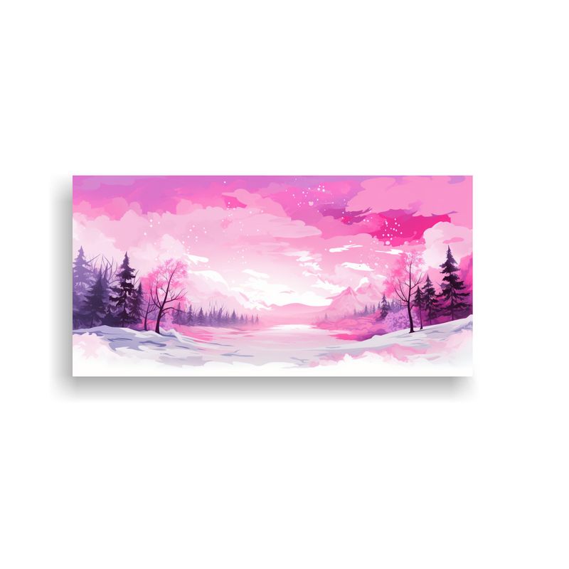 GENERICO - Paisaje Invernal Con Tonos Rosados Arte Pop Neo 160x80cm