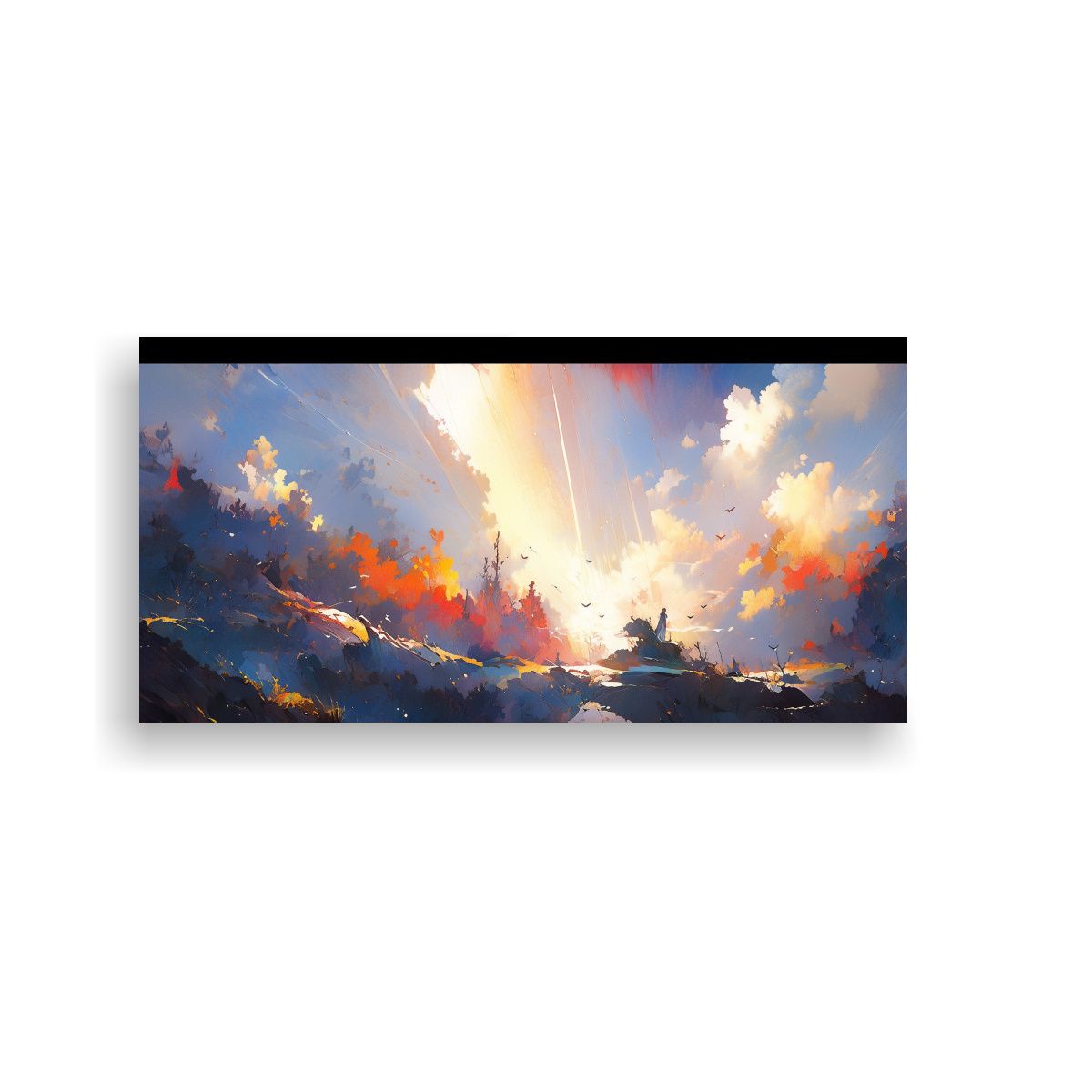 GENERICO - Cuadro Abstracto Paisaje Vibrante Con Simetría Es 160x80cm