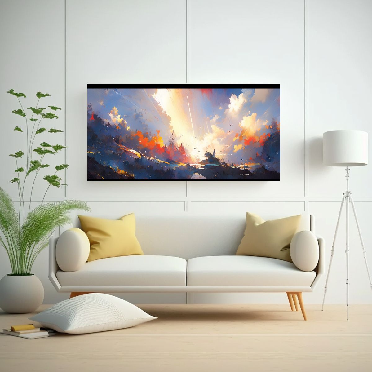 GENERICO - Cuadro Abstracto Paisaje Vibrante Con Simetría Es 160x80cm