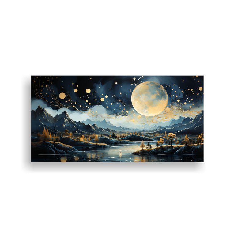 GENERICO - Pintura Inspiradora Juvenil Luna Sobre Montañas 160x80cm