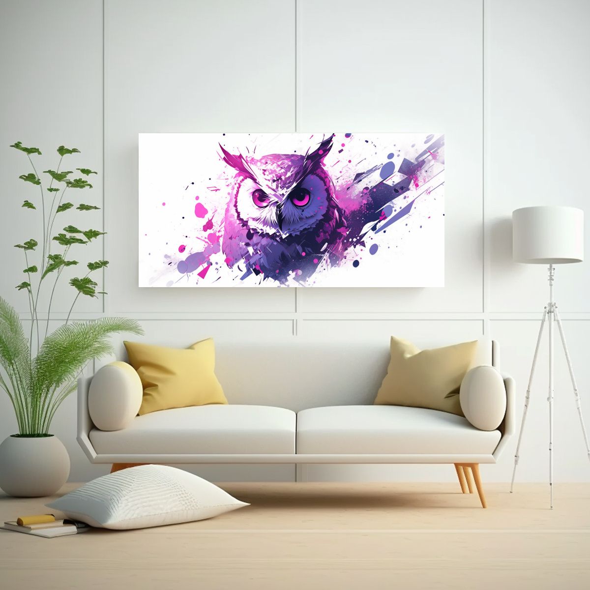 GENERICO - Cuadro Decorativo De Búho En Colores Pastel Y Mor 160x80cm.