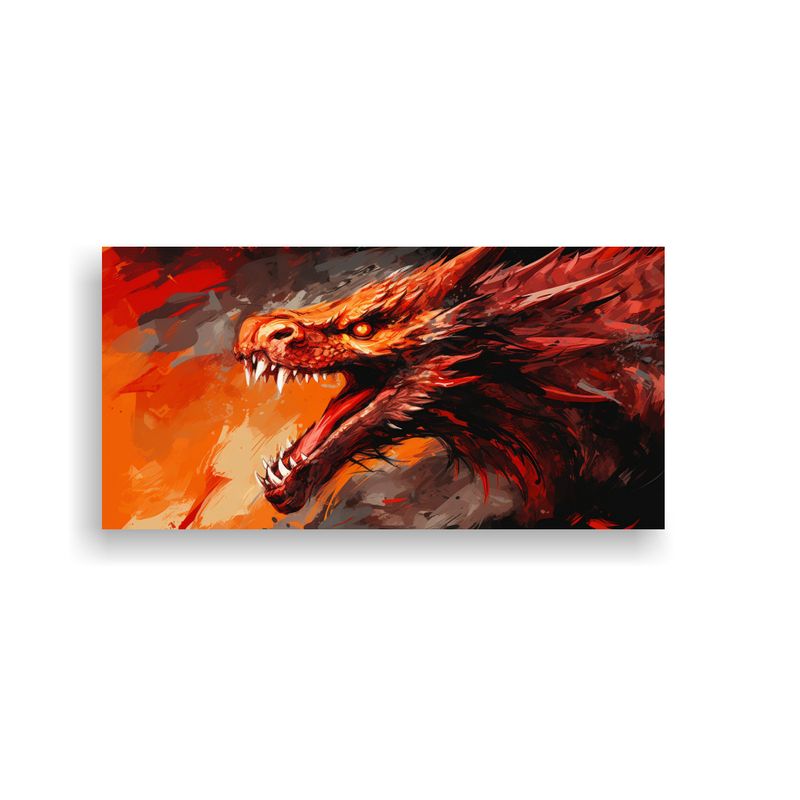 GENERICO - Cuadro Baño Dragón En Rojo Y Naranja Atmosfera 160x80cm