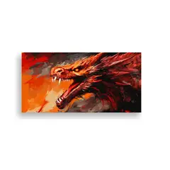 GENERICO - Cuadro Baño Dragón En Rojo Y Naranja Atmosfera 160x80cm