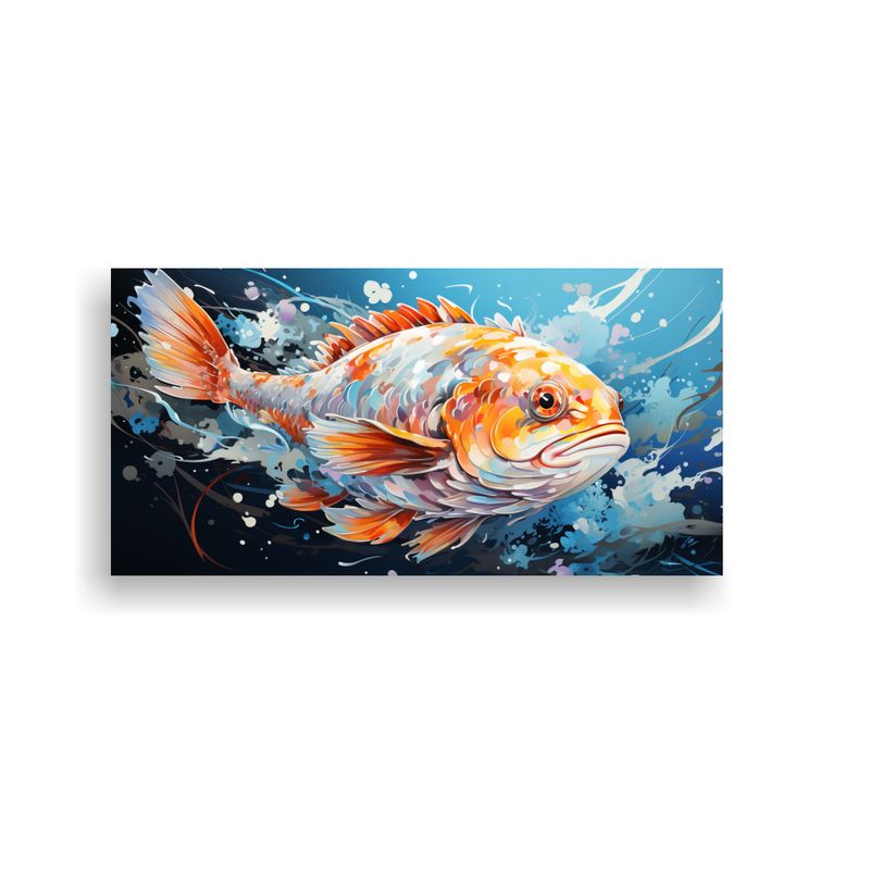 GENERICO - Cuadro Minimalista Puffer Fish En Colores Aqua Est 160x80cm