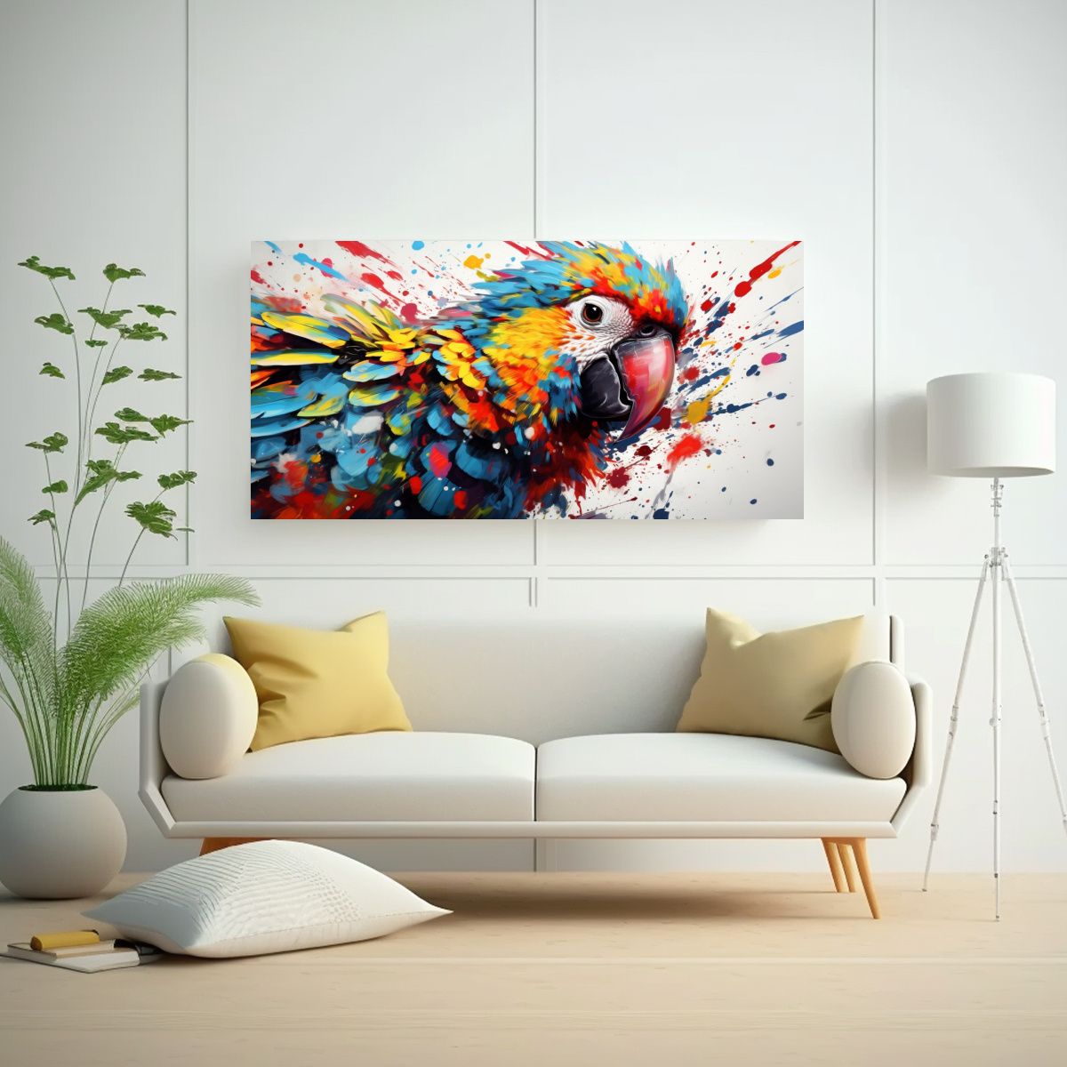 GENERICO - Lienzo Pop Art Detalle De Un Loro En Colores Vibra 160x80cm