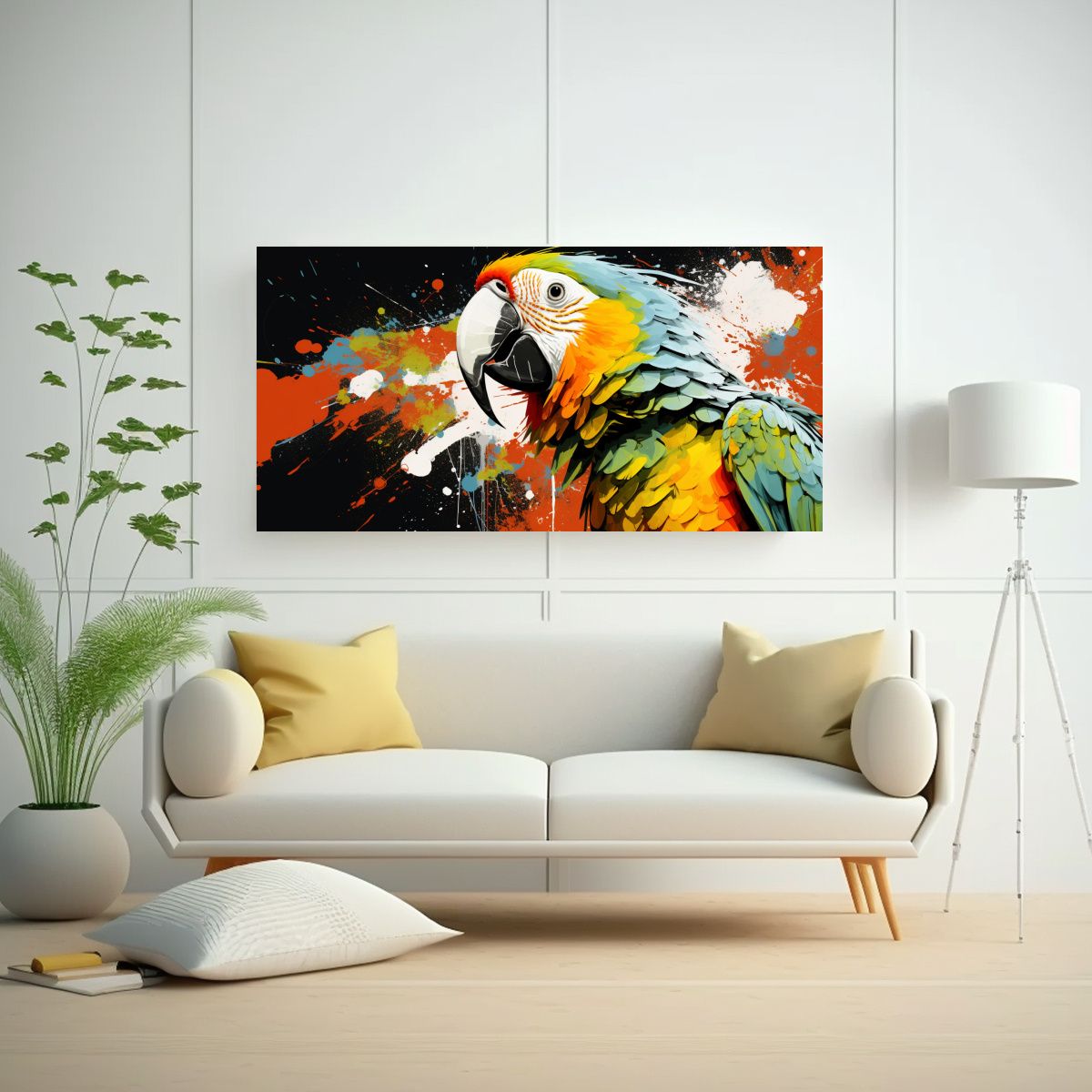 GENERICO - Pintura Decorativa De Amazon Parrot En Blanco Y Na 160x80cm