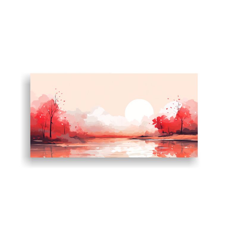 GENERICO - Paisaje Otoñal Moderno Con Colores Rojos Arte De  160x80cm