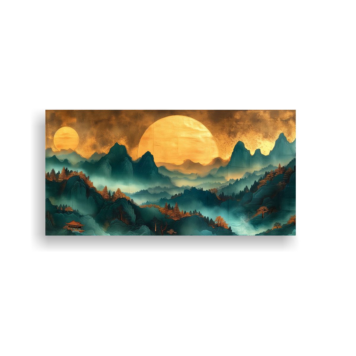 GENERICO - Pinturas Decorativas De Montaña En Tono OroAzulVe 160x80cm