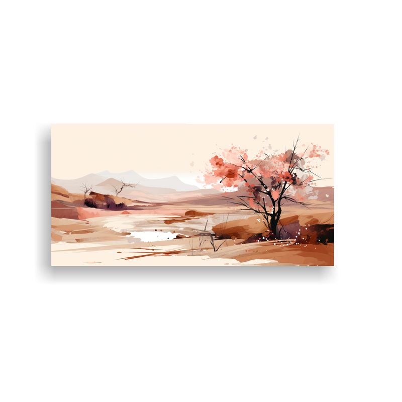 GENERICO - Cuadro Primaveral Paisaje Con Colores Marrones Est 160x80cm