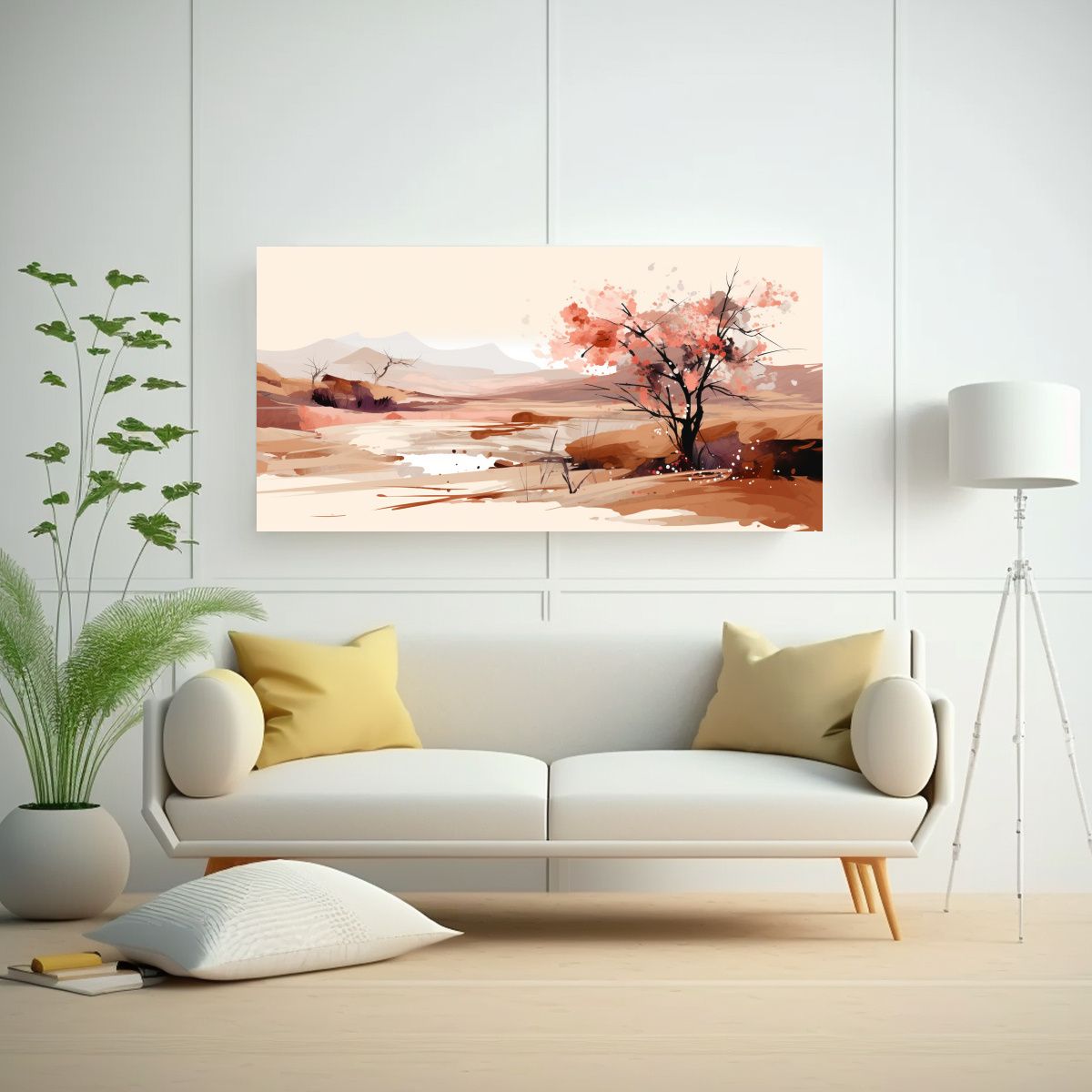 GENERICO - Cuadro Primaveral Paisaje Con Colores Marrones Est 160x80cm.
