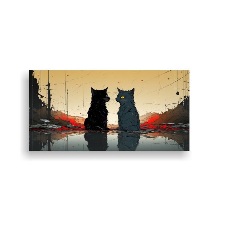 GENERICO - Cuadros Decorativos Minimalistas De Gatos En Estil 160x80cm