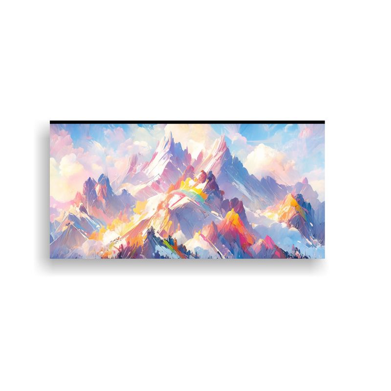 GENERICO - Cuadro Composición Montañas Famosas Con Arcoíri 160x80cm
