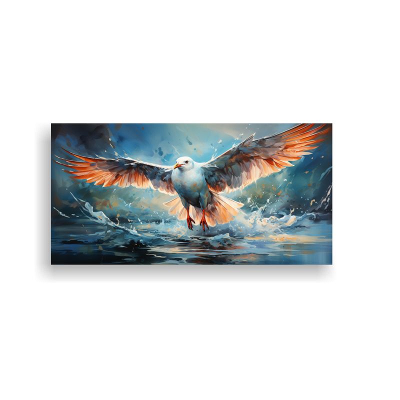 GENERICO - Pintura Acuarela Colorida De Gaviota En Escena Mar 160x80cm