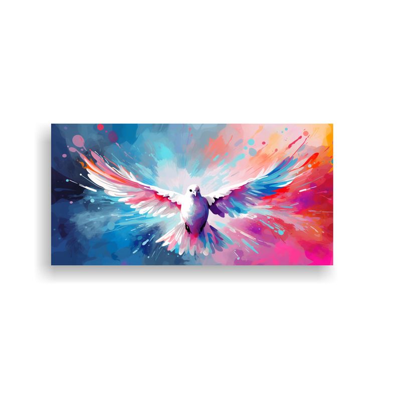 GENERICO - Cuadro Tela Composición Elegante Paloma Arco Iris 160x80cm