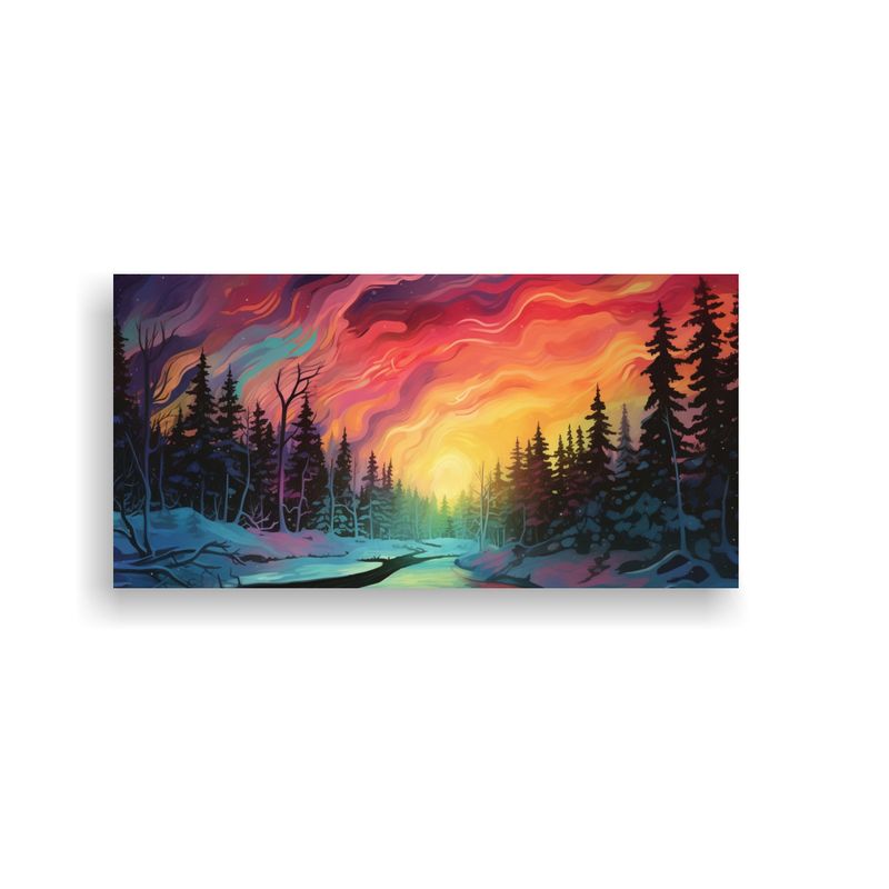 GENERICO - Pintura Cuadro Aurora Boreal Naturaleza Nórdica A 160x80cm
