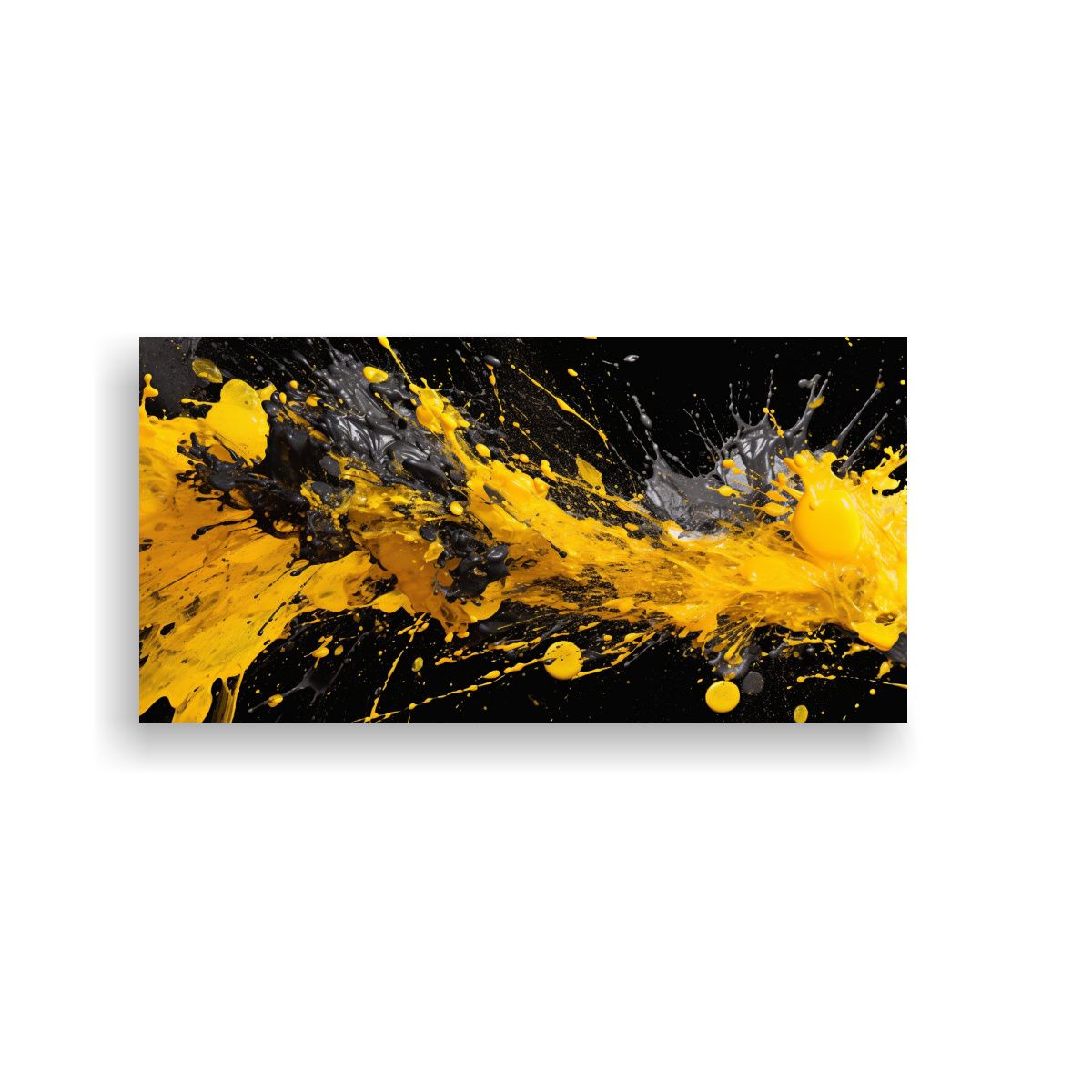 GENERICO - Pintura Abstracta Amarilla Sobre Fondo Negro Sens 160x80cm