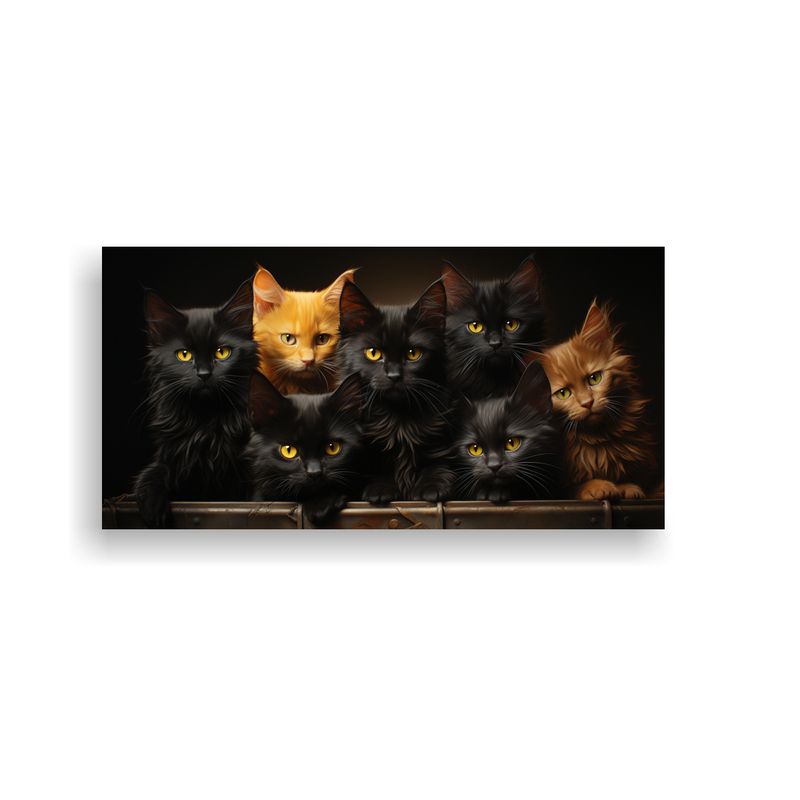 GENERICO - Pinturas De Decoración De Gatos Negros Apilados 160x80cm