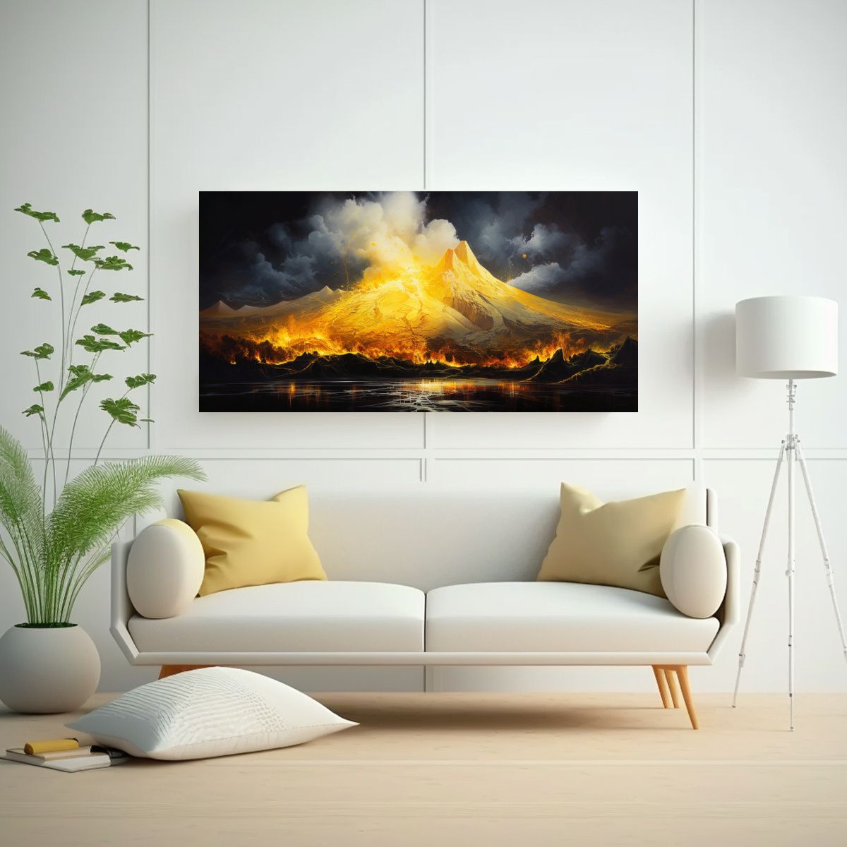GENERICO - Cuadro Abstracto Brillante De Volcán Con Tonos Am 160x80cm