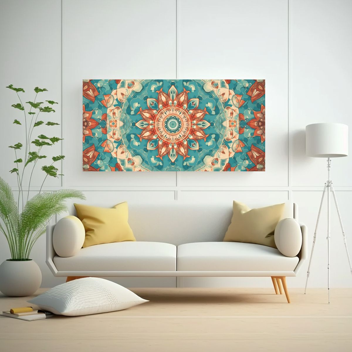 GENERICO - Cuadro De Vanguardia Calma En Turquesa Con Mandala 160x80cm