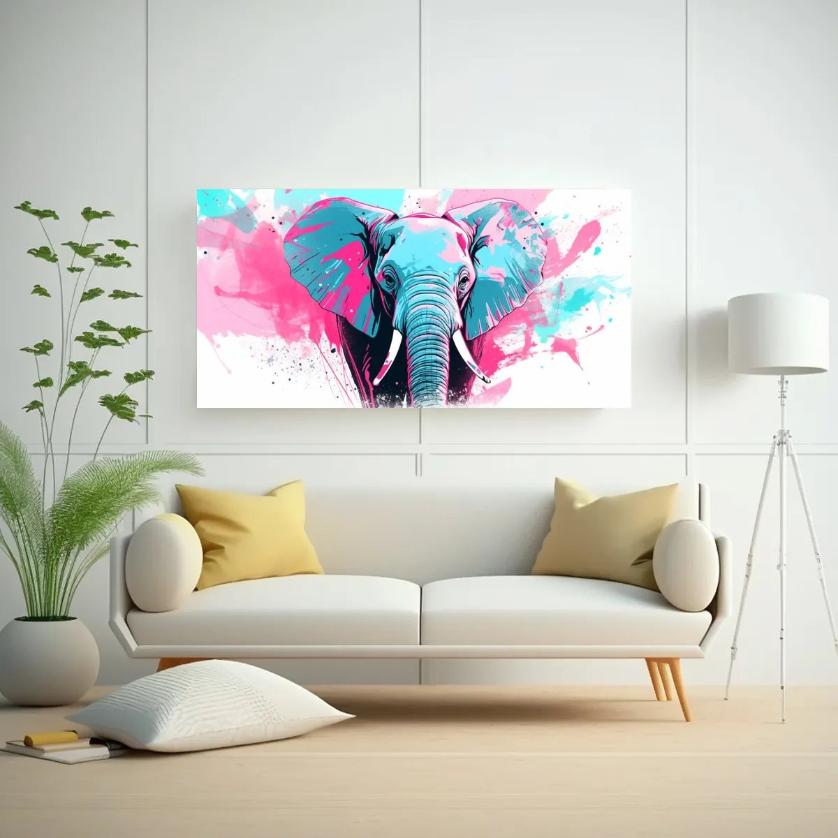 GENERICO - Cuadro Decorativo De Elefante Africano En Colores  160x80cm