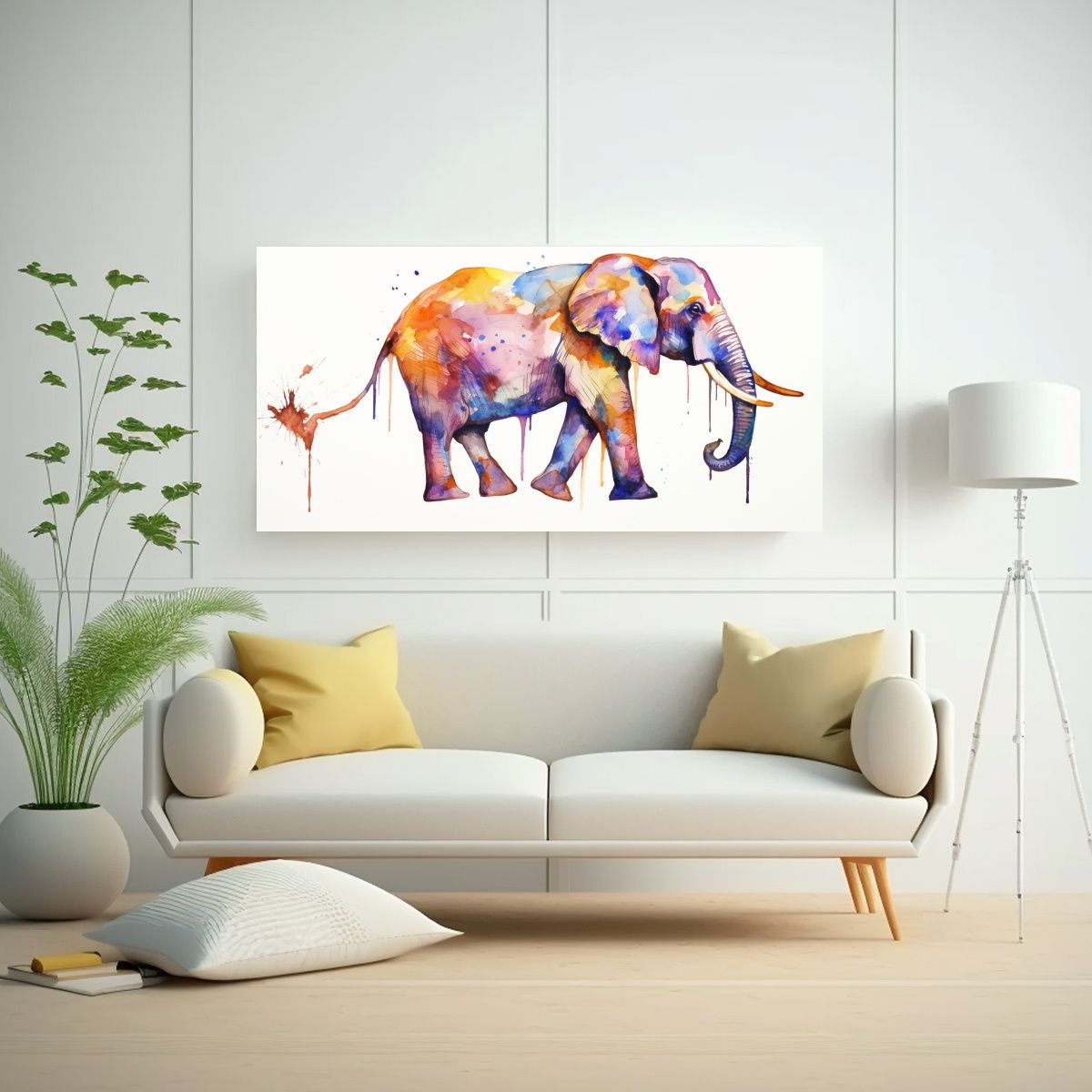 GENERICO - Elefante En Acuarela Y Colores Dorados Pop Art Neo 160x80cm