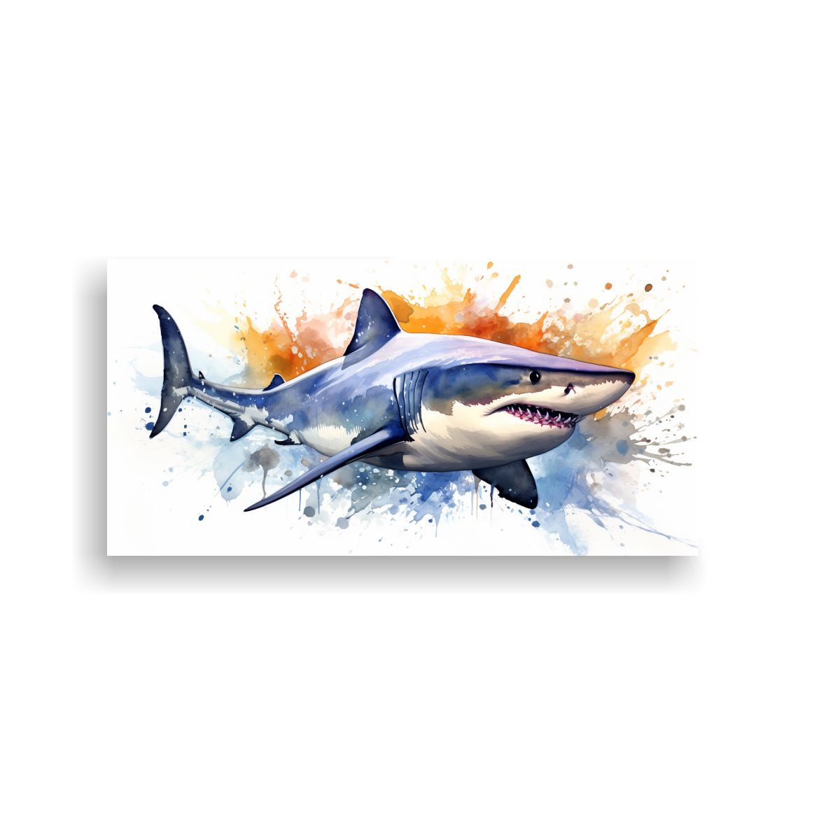 GENERICO - Cuadro Abstracción Época Tiburón Toro Acuarela  160x80cm
